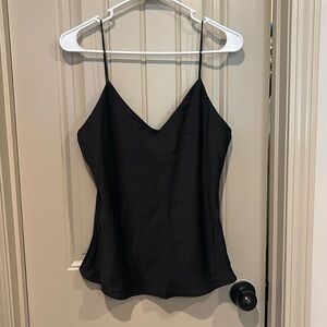 Black satin tank top